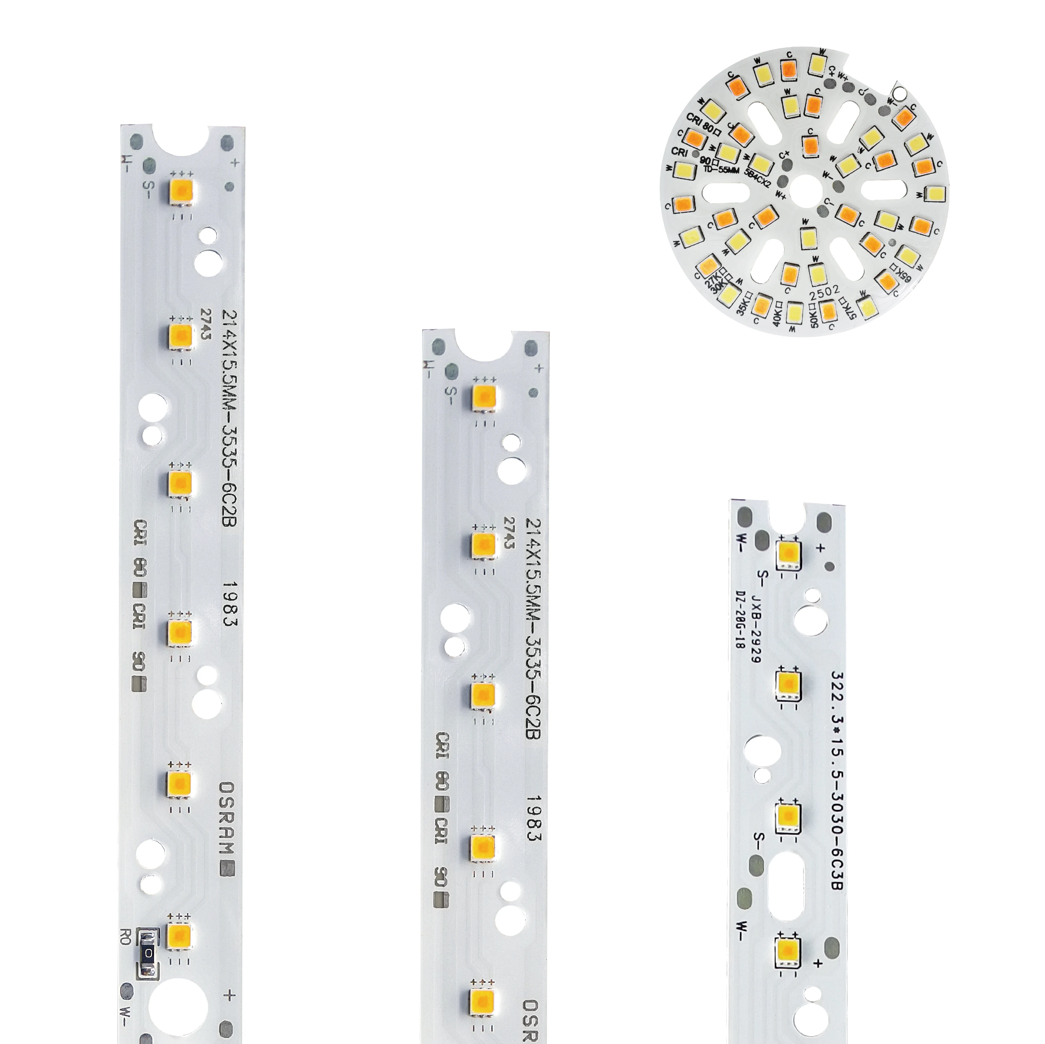 Customize lighting accessories round aluminum substraet led light pcb board bar 36v 12w 24w 60w smd 2835 3030 led module