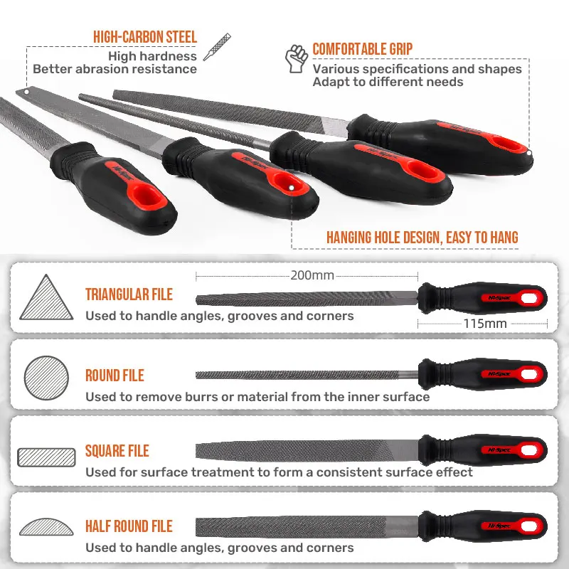 17pc Metal Hand & Diamond Needle Files & Brush Tool Set. Large, Small Flat, Half, Round, Triangle Cut Steel Files. OEM ODM Ready