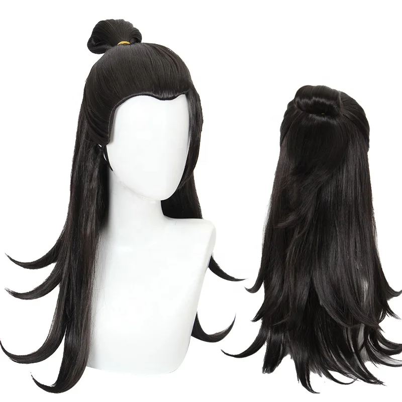 Wholesale 65cm Long Black Jujutsu Kaisen Anime Hair Peluca Geto Suguru Wig Cosplay Synthetic Halloween Party Hair Wigs