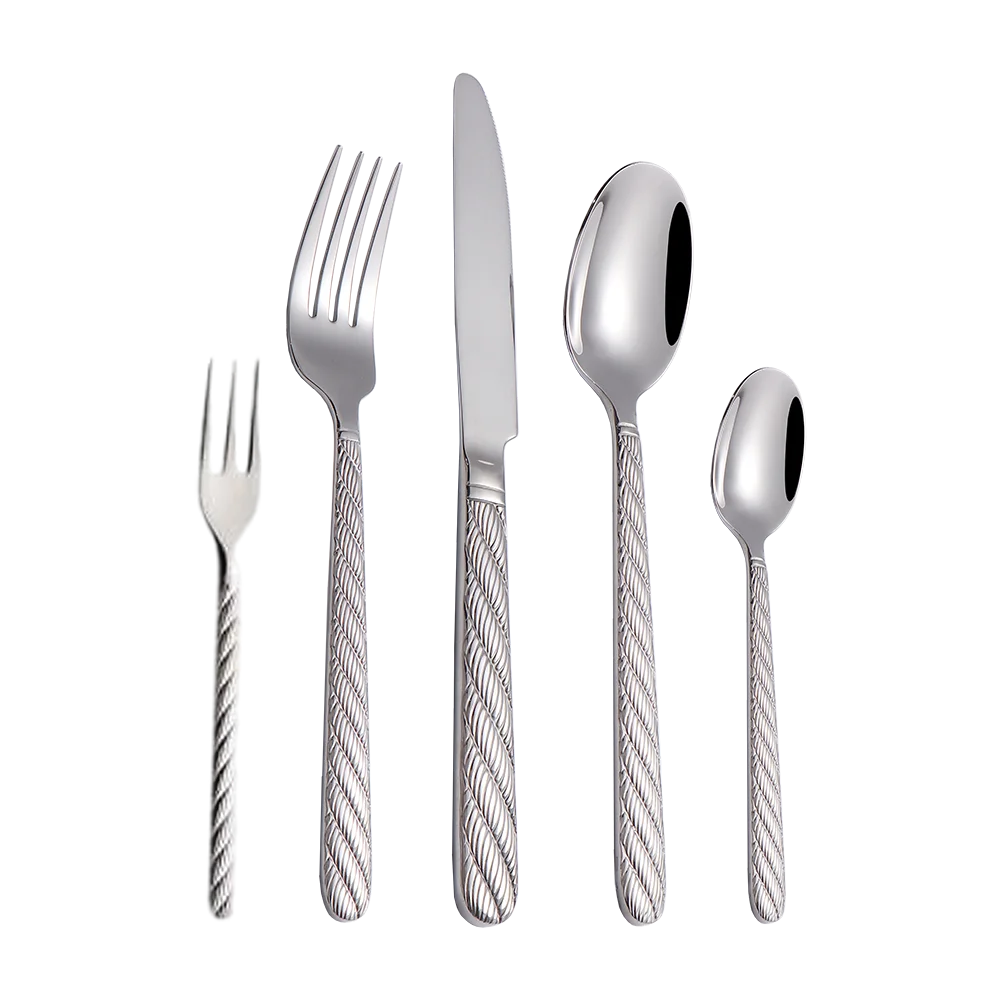 Hammered Wholesale Posuda Roman Design Flatware Stainless Steel Silverware Set Vintage Cutlery Sets