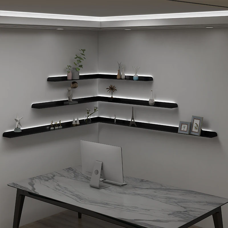 Kinno  shelf metal aluminum craft display rack storage unit home decor metal mounted wall floating shelves for living room