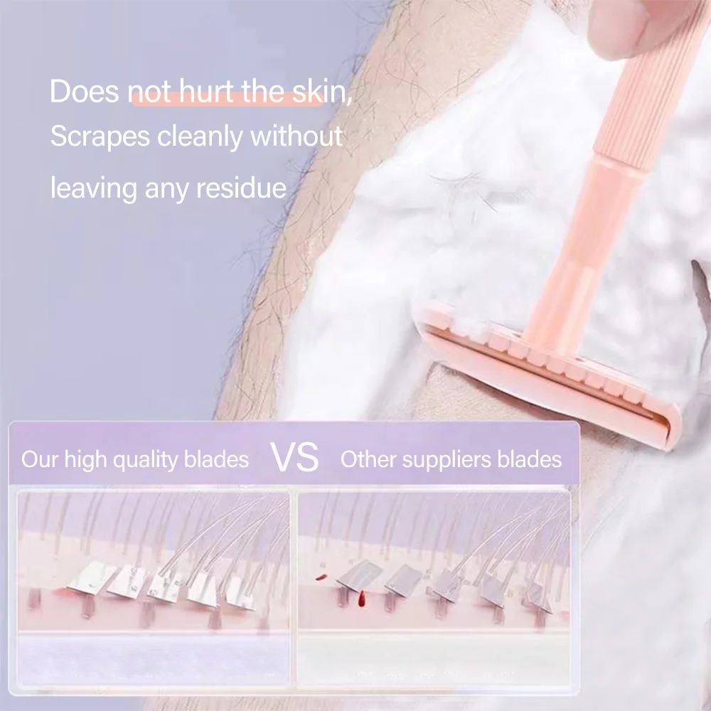 Custom logo facial razor for women handle double edge safety razor blade eco-friendly double edge safety razor