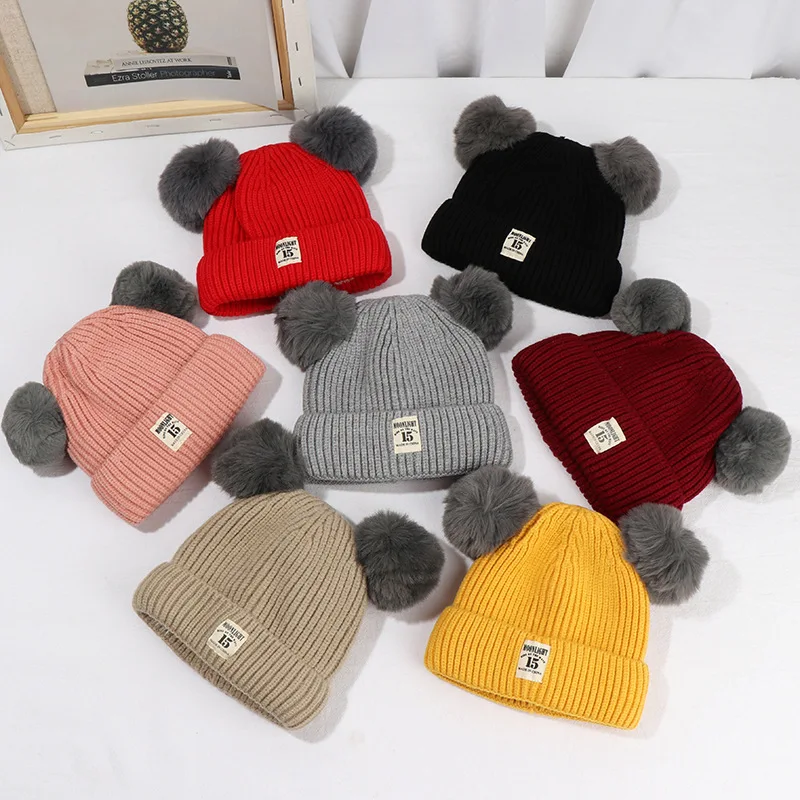High quality unisex winter custom pom pom newborn baby knitting toddler knit hat beanie