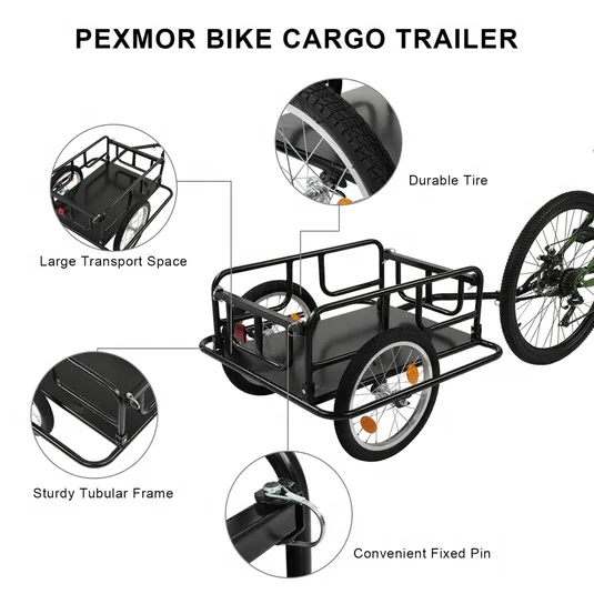 50Kg Load Capacity Folding Metal Utility Trailer Folding Camper Trailer Transportation Collapsible Bicycle Trailers For Adults