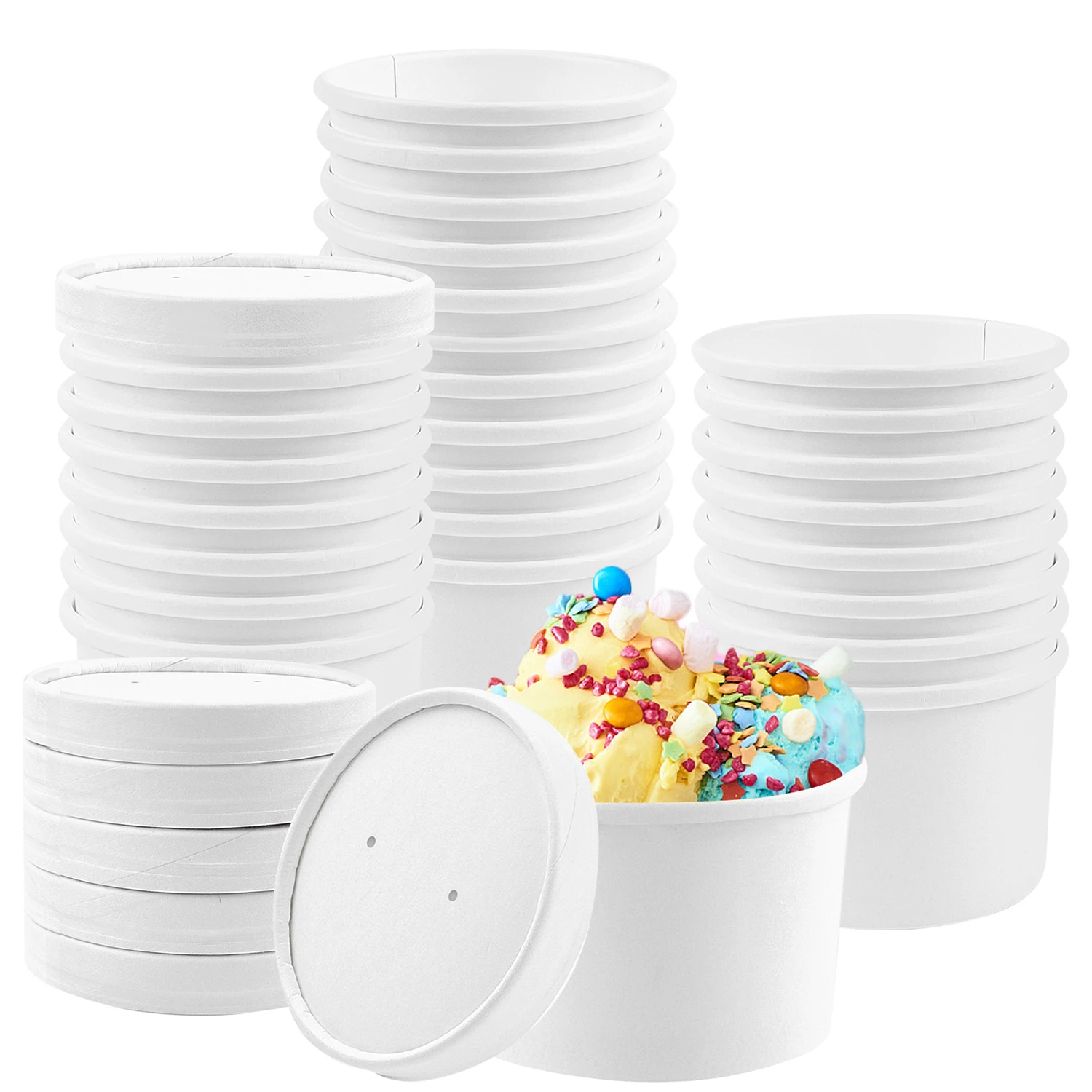 4oz 5oz disposables ice cream paper cup with lid and spoon