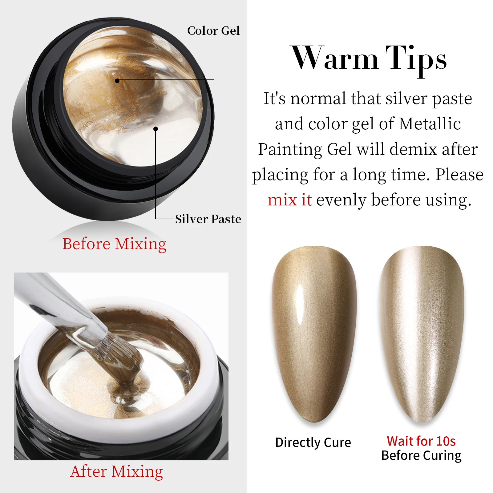 BORN PRETTY OEM Free Label Design 3D Golden Metallic Effect Nails Painting Gel Very Good Gold Mirror Chrome Gel Nail Paint