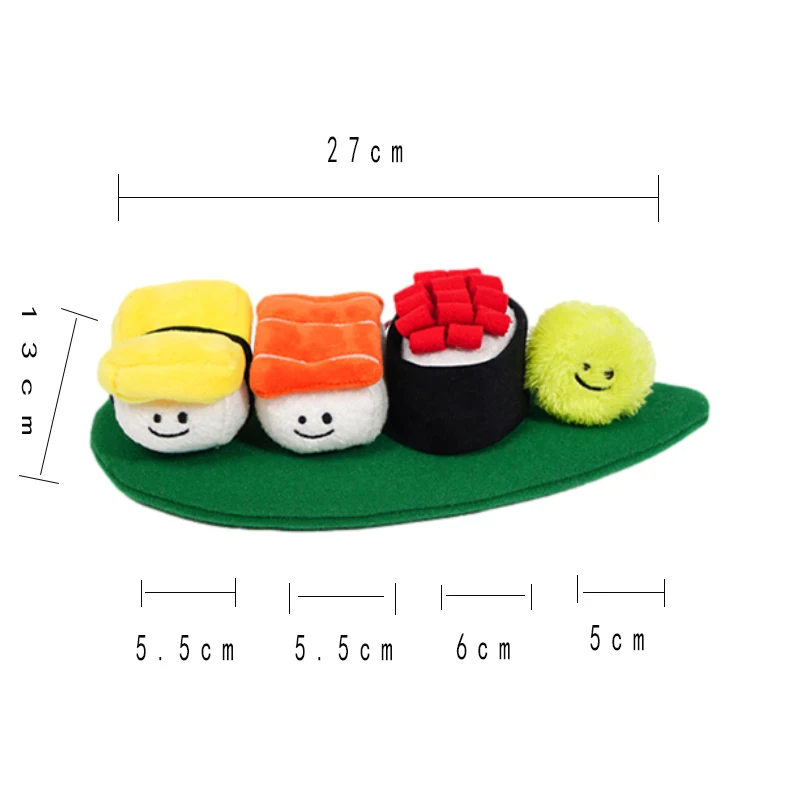 Pet Supplies Custom logo Interactive Iq Training Stuffed Toy Wholesale Chew Sushi Plush Dog Toy with Squeaky