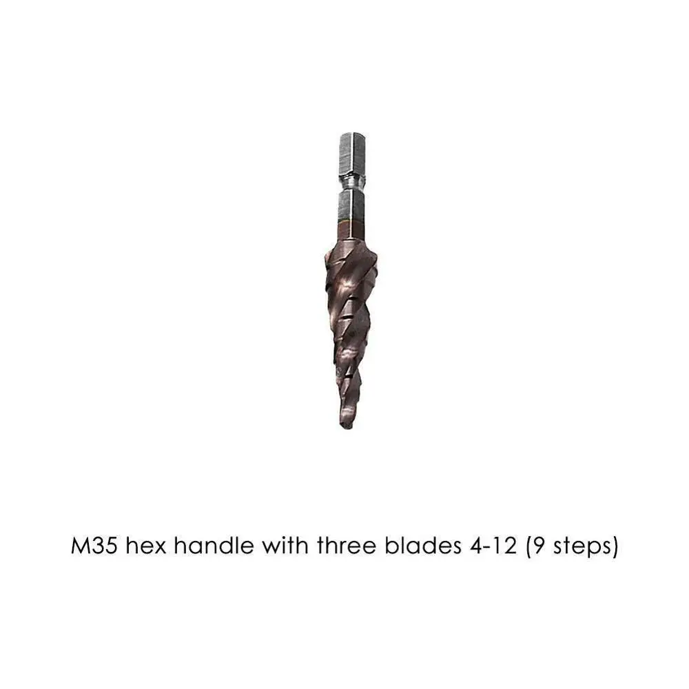 Hex Shank HSS Step Cone Drill Steel Spiral Cobalt Sheet Metal Hole Cutter Bit