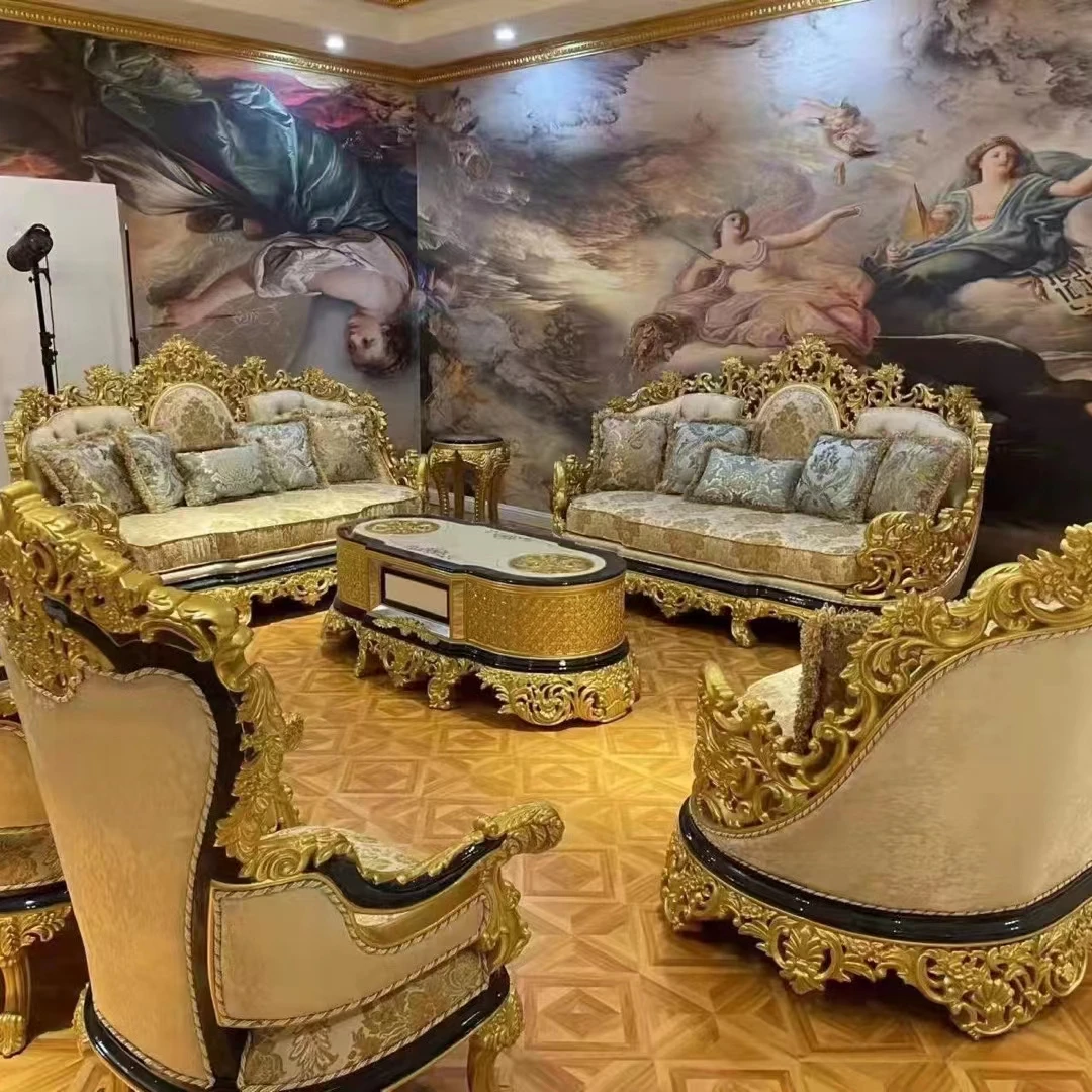 Foshan shangzhen furniture luxury sofa set chesterfield sectional fabric sofa set living room furniture