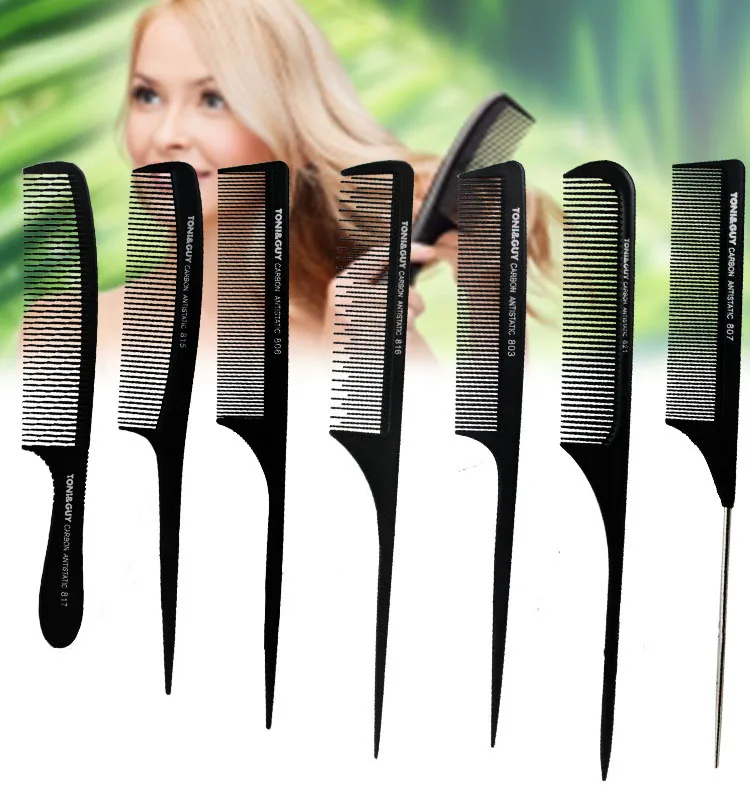Professional Salon Hairdressing Tool Custom Barber Comb Cutting Styling Comb Heat Resistant Teasing Carbon Black Hair Comb
