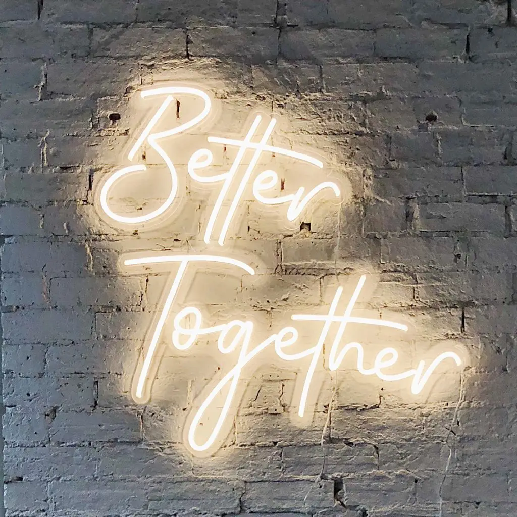 Custom made wedding decoration better together letters acrylic 12V led neon light sign