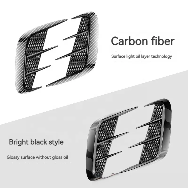 Universal Car Exterior Accessories 2pcs black carbon fiber Body Decorative Stickers car Fender Side Wing Vents