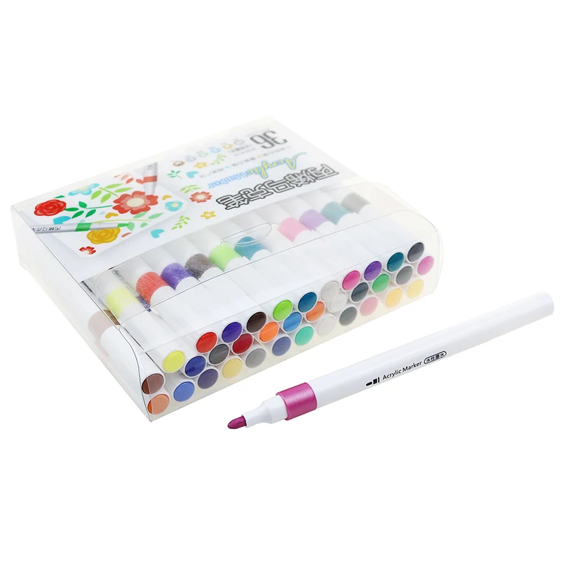 BECOL Wholesale Graffiti Painting 36 Colors Acrylic Marker Water Based Ink Acrylic Paint Marker Pen Set for DIY Painting