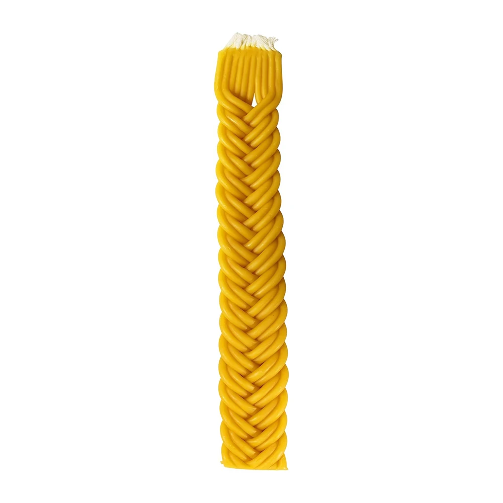 Braided Beeswax Havdalah Candle - Pure Bees Wax Shabbat Candle - Shabbat Judaica Gift - Flat Braid