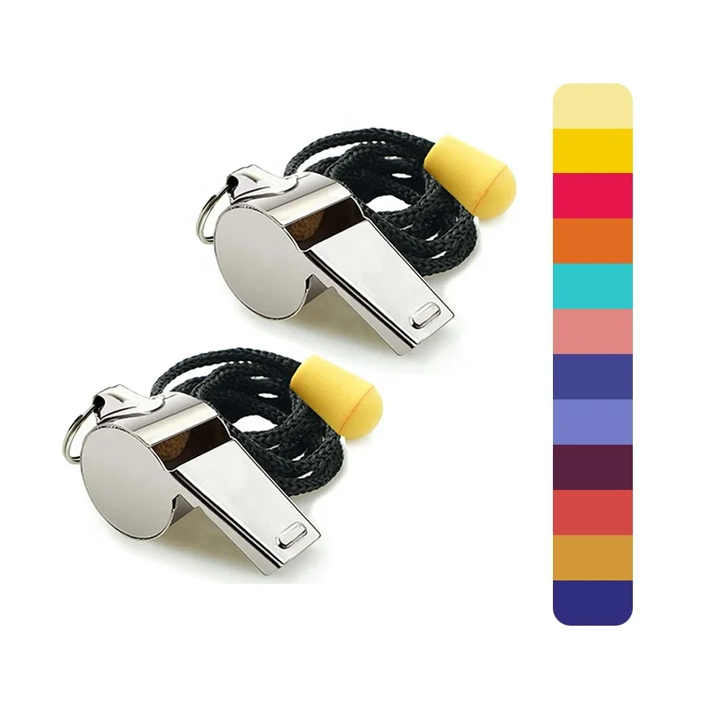 2 Pack Lanyard, Loud Crisp Sound Whistles Great for Coaches, Referees, and Officials Stainless Steel Sports Whistles