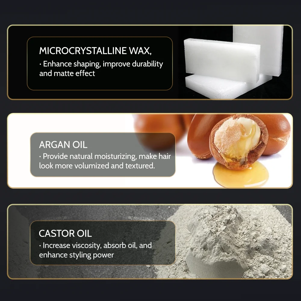 18 years factory private label professional mens organic matte hair styling clay wax easy to apply