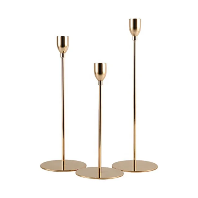 Factory price table top rose gold metal candlestick of different sizes for wedding and dinner