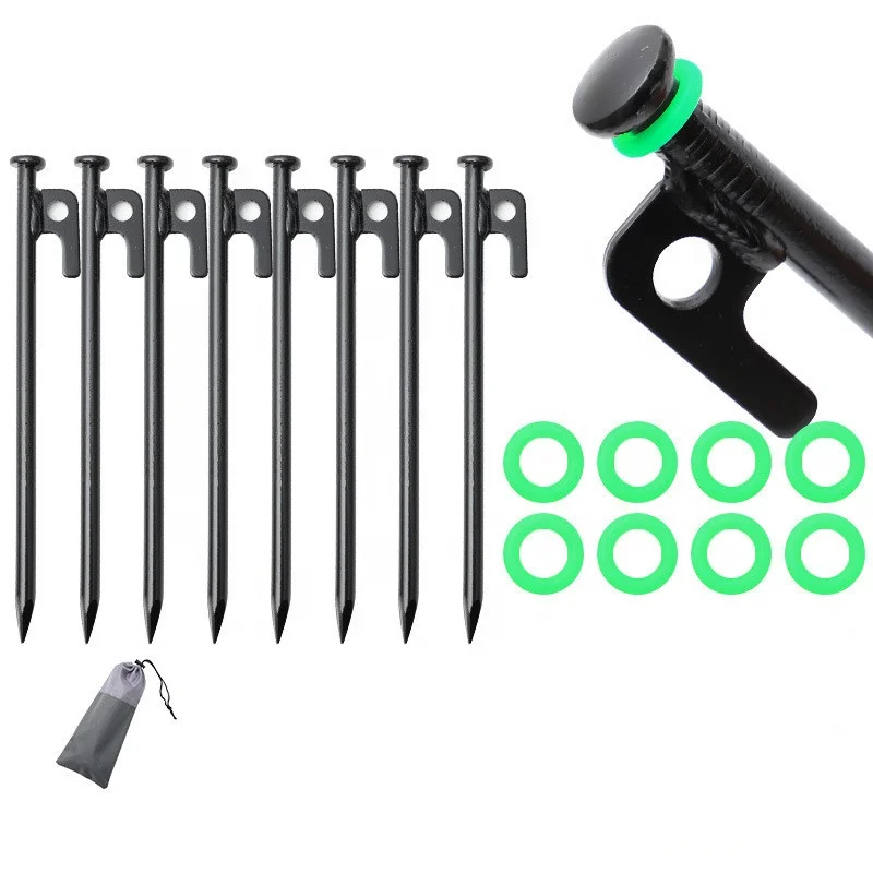 Wholesale Inflexible Tent Stakes 20CM Heavy Duty Metal Tent Pegs for Camping Steel Tent Stakes Unbreakable