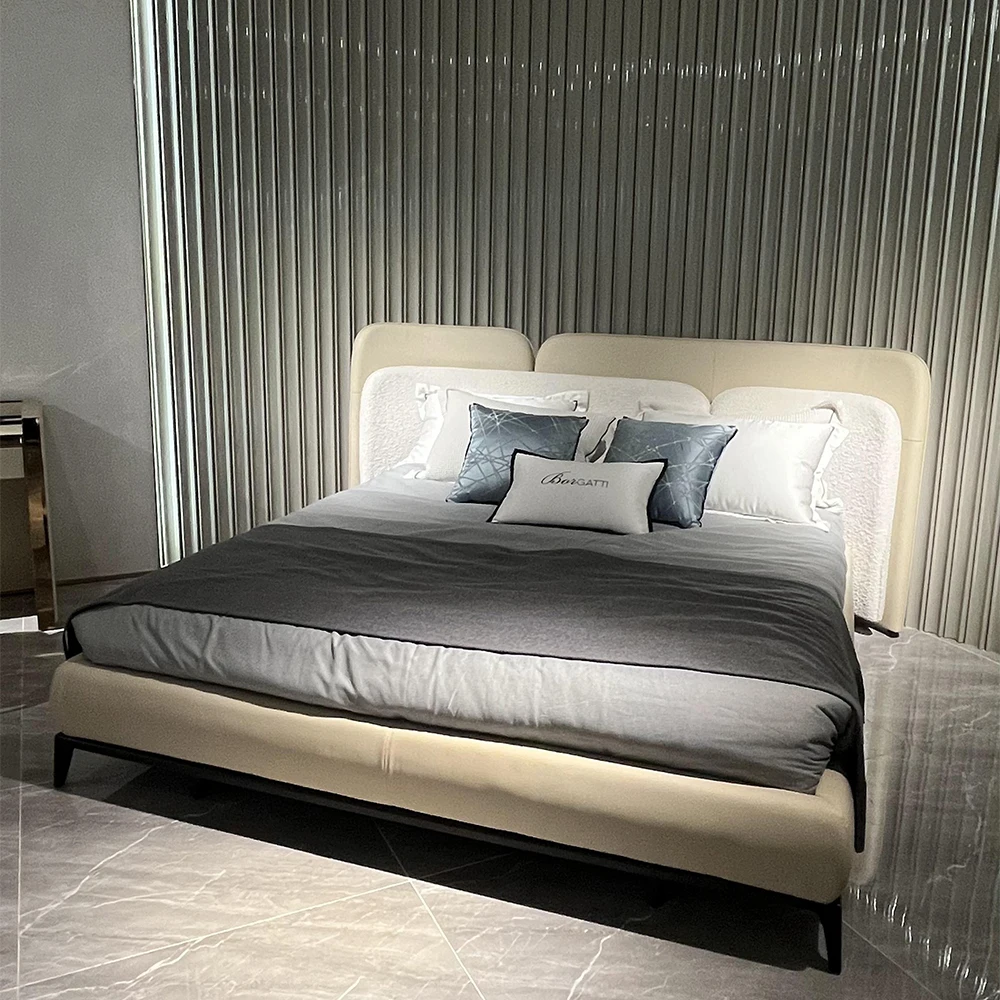 Luxury queen leather designer white bedroonm furniture set king size bed frame classic luxury