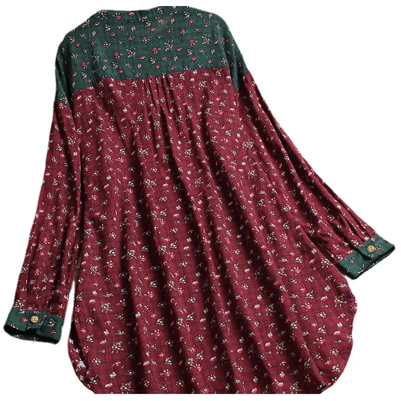 Printed Top Long Tunic Block Pointed-Hem Scoop Neck Tunic Women Printed Top Floral Tops for Woman