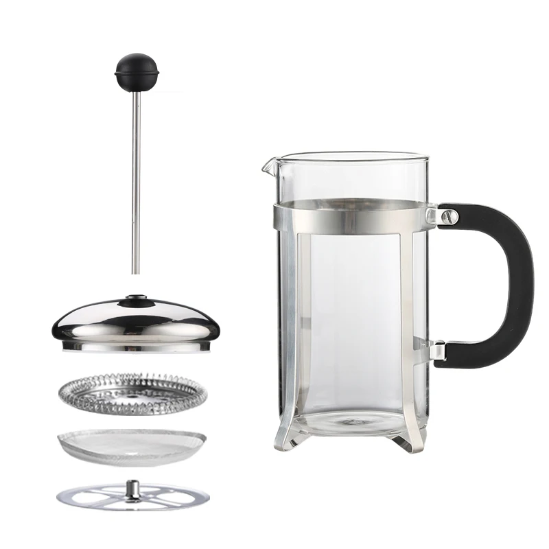 Best Selling High Borosilicate Glass French Press Coffee Maker Manufacture 304 Stainless Steel  Coffee Maker