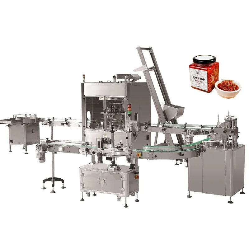 Automatic mushroom sauce glass Bottle Filling Machine Filling Equipment Capping Labeling Machine Filling Production line