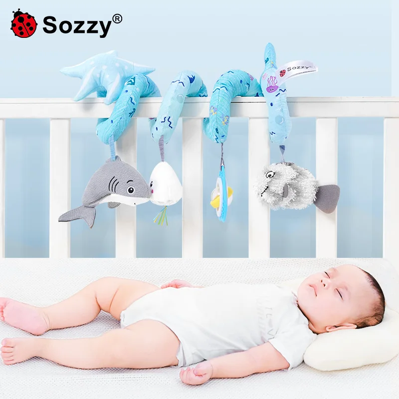 SOZZY Factory OEM Baby Plush Toys Pram Spiral Bed rattle Spiral Toys with Cute Animals Stroller and Travel Activity Toy
