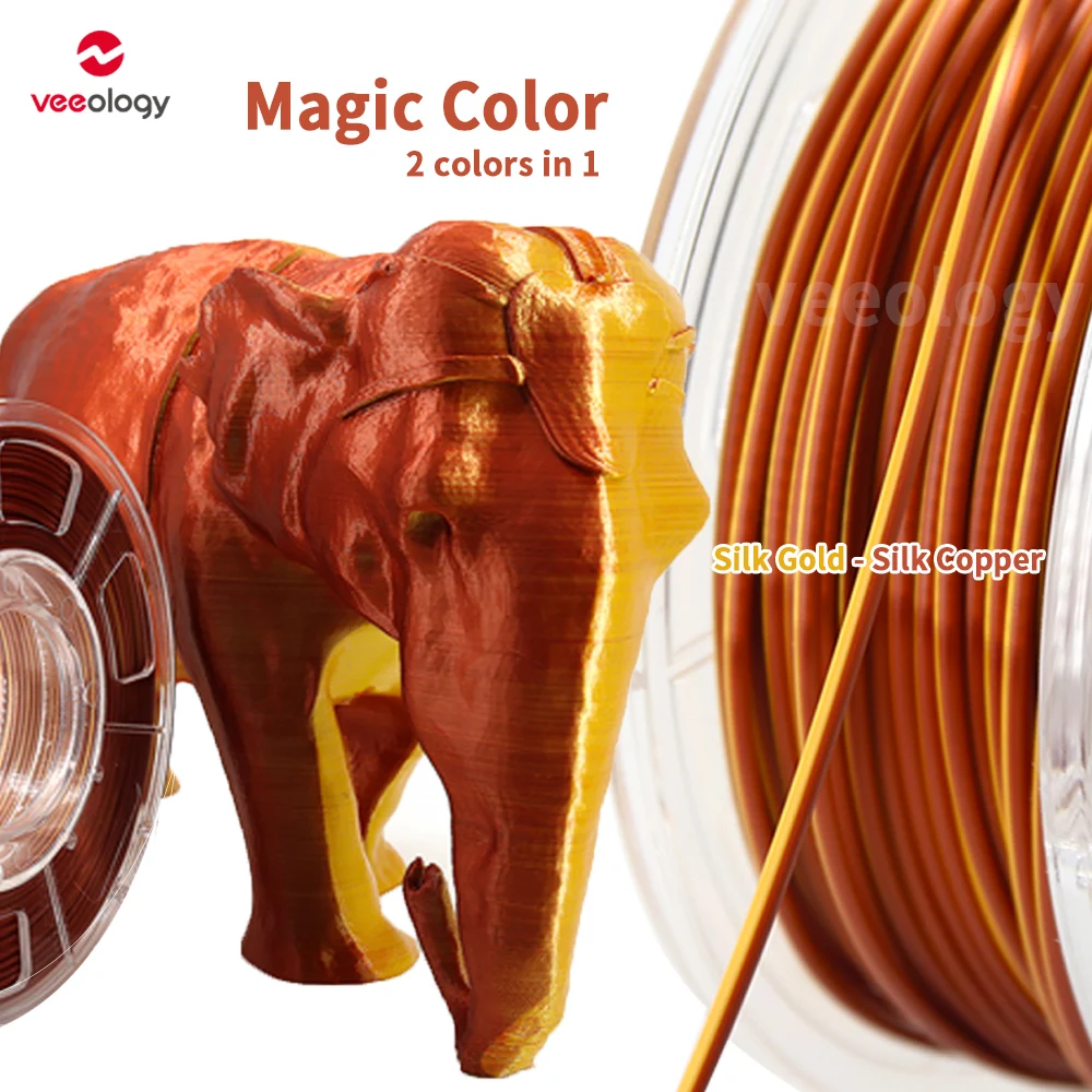 veeology 2 Colors in 1 PLA magic color 3D Plastic Rods  Customized 1kg bicolor  3d printer filament