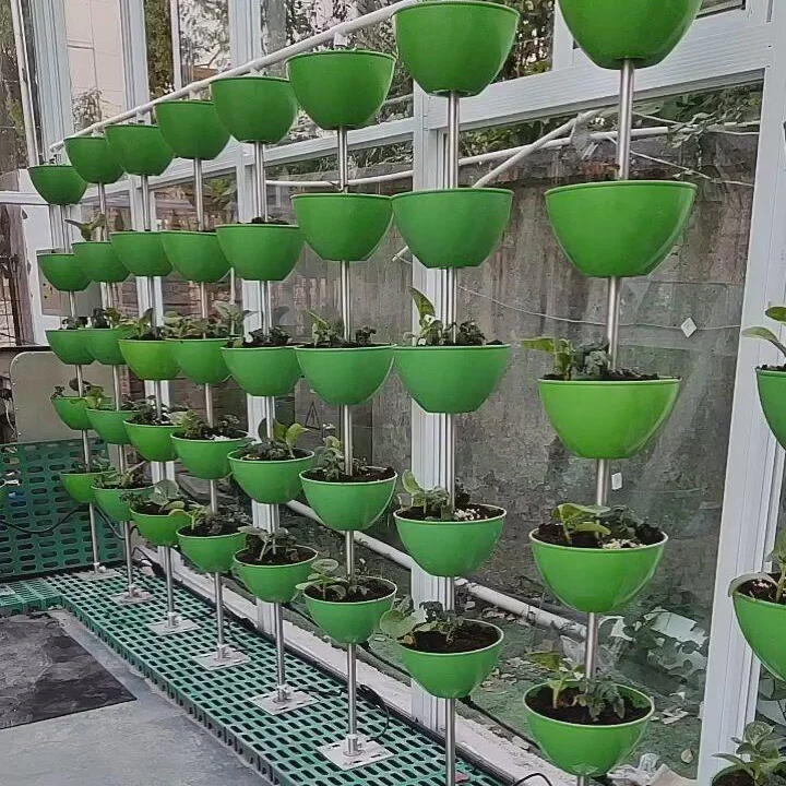 OMANA 2023 Green Color Vertical Flower Pot Stackable Hydroponics Growing Pot