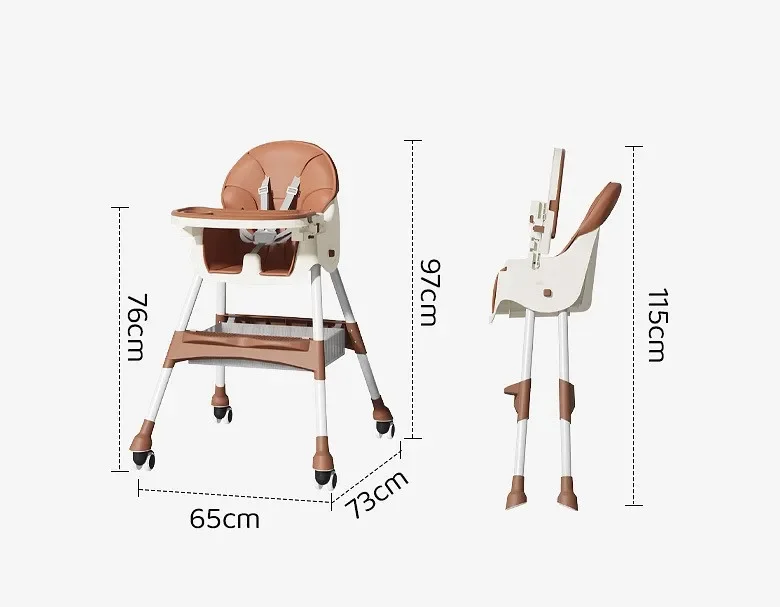 2024 Comfortable Baby High Chairs Feeding Highchair Kids Table Foldable Dining Chair For 0-3 Years Old