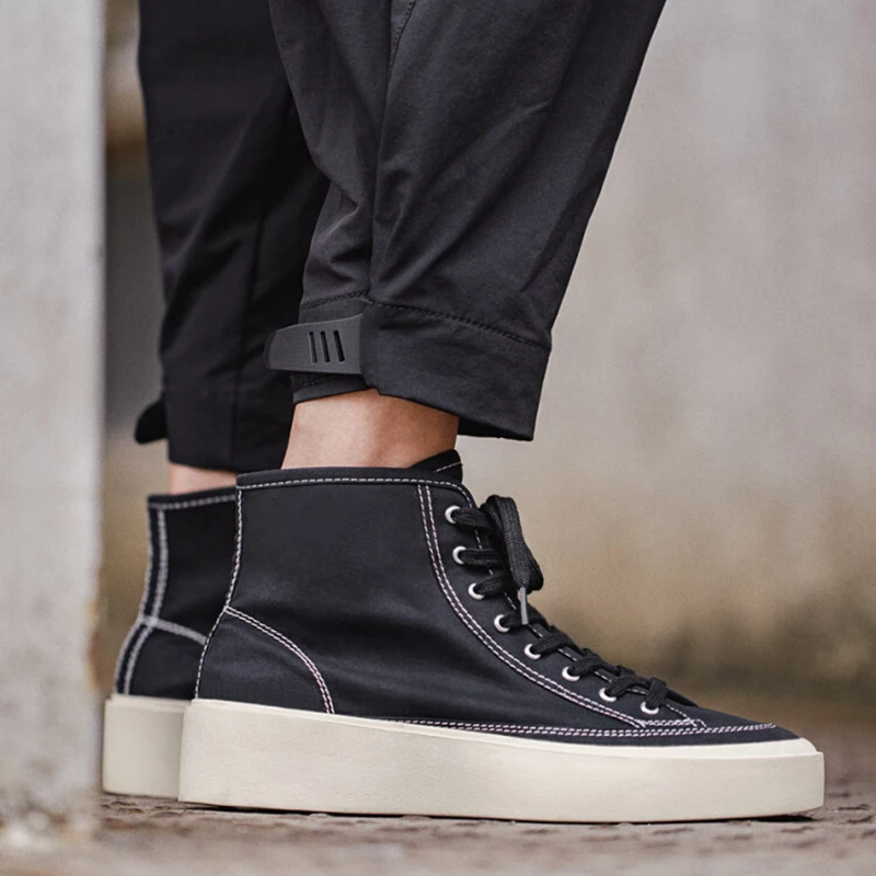 Factory Custom Logo Unisex Shoe High Top Stylish Rubber Thick Bottom Casual Shoes Canvas