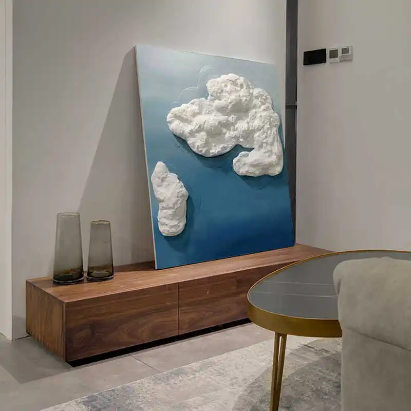 Mural art decoration abstract blue sky oil painting canvas Hand oil painting three-dimensional white cloud canvas art