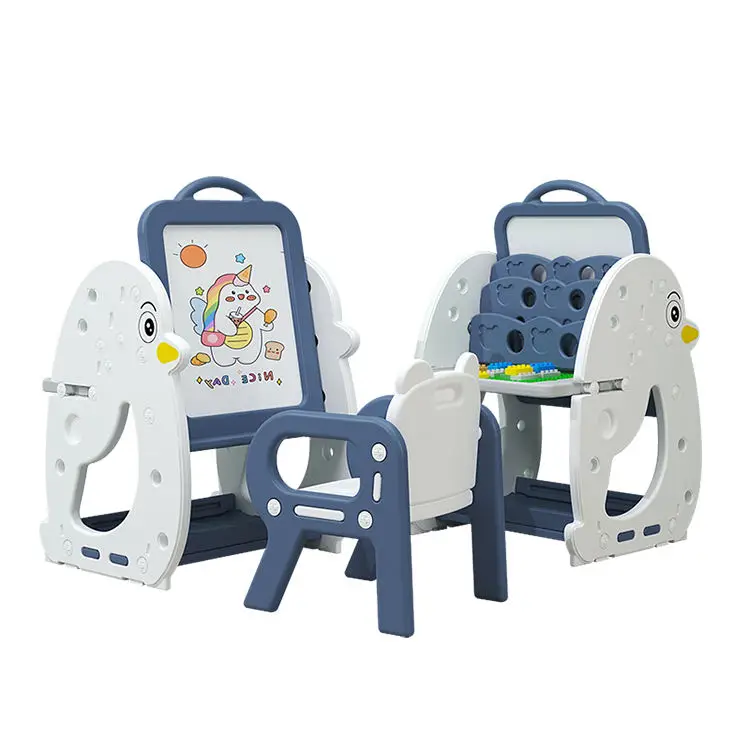 Indoor Plastic Furniture Preschool Baby Seat Multifunction Study Table Chair Children White Drawing Board