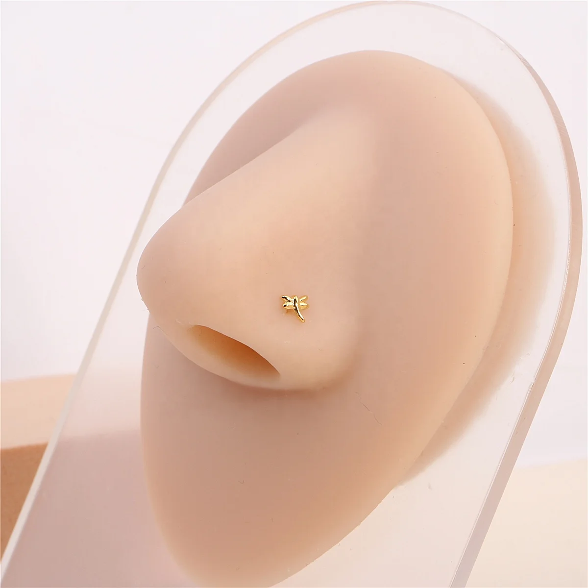 20 PCS Tiny Dragonfly Nose Studs Bendable Soft Ball End Nose Bone Pin Nostril Nose Piercing Boxed Jewelry Wholesale 22G