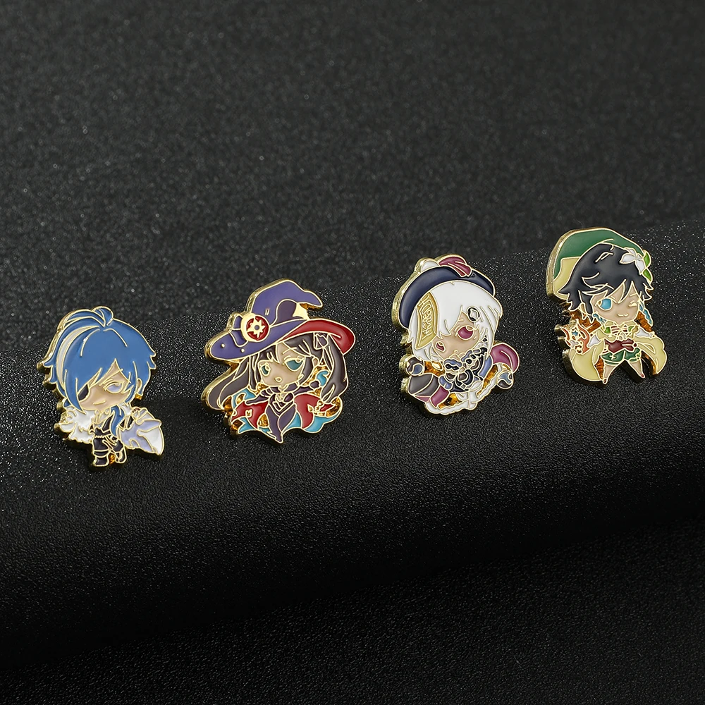 Wholesale Japan Anime Lapel Pin Genshin Impact Cartoon Character Metal Badge Brooch