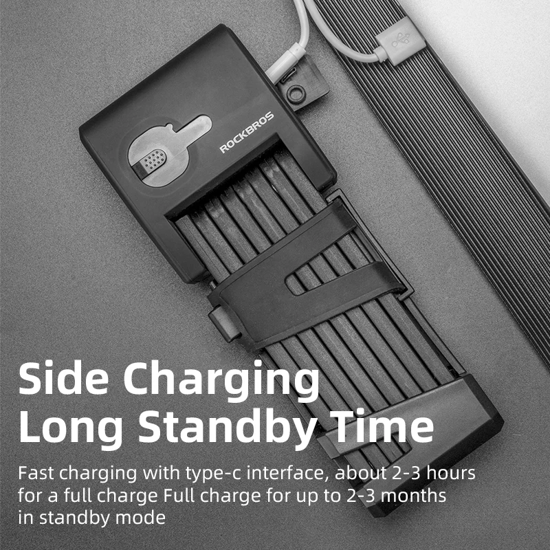 ROCKBROS Smart Fingerprint Folding Bicycle Smart Lock Three Ways To Unlock The Lock Rechargeable Lock