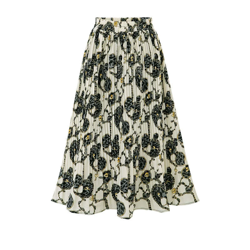 Wholesale fashion print design women clothing vendor casual summer Chiffon pleated skirt