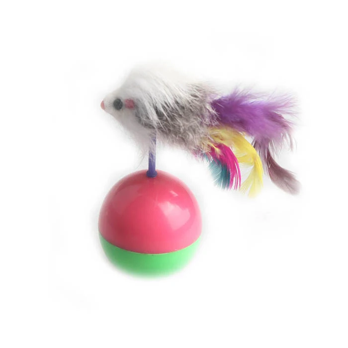 Cat toy Tumbler mouse plush feather Teasing cat stick Training pet dog interactive toy cat plush mouse