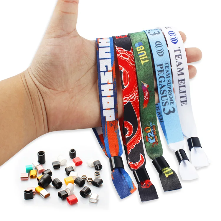 Cheap Customized Polyester Fabric Sublimation Color Printing Bracelet One Time Use Slide Lock  Wristband For Event Festival