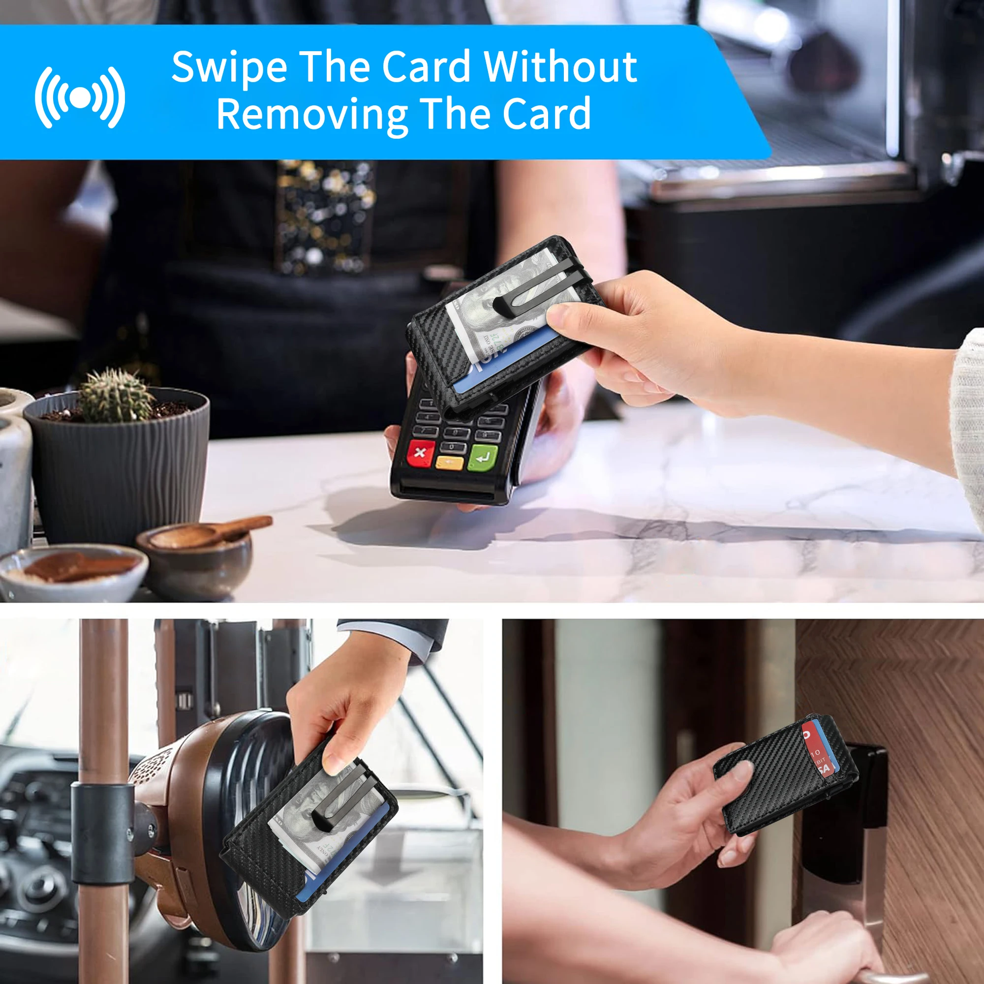 Подгонянный Алюминиевый бумажник RFID блокирующий держатель для карт с металлическим зажимом денег стильный кожаный кошелек кредитных