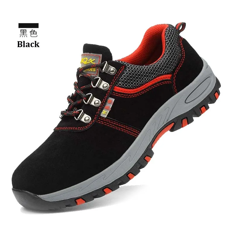 Low cut suede cow leather  steel toe steel mid plate safety shoes, genuine leather men work shoes