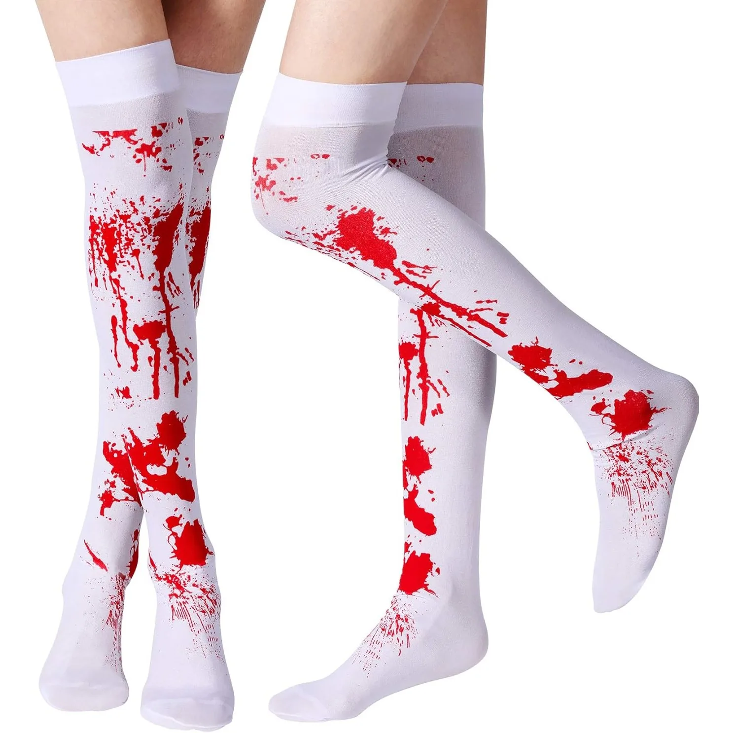Halloween Women Costume Stocking High Socks Blood-Stained Women Girls Over The Knee Socks Halloween Party Costume Cosplay