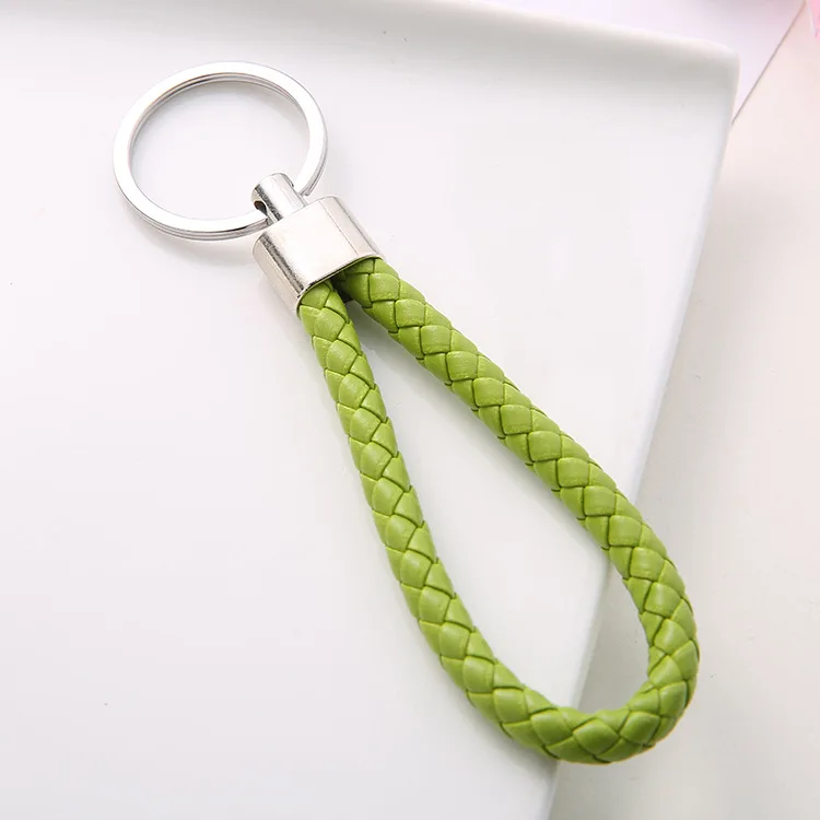 Weave PU Leather Key Chains Snap Button Lambskin Jewelry accessories Handwoven Promotional Gift Keychain