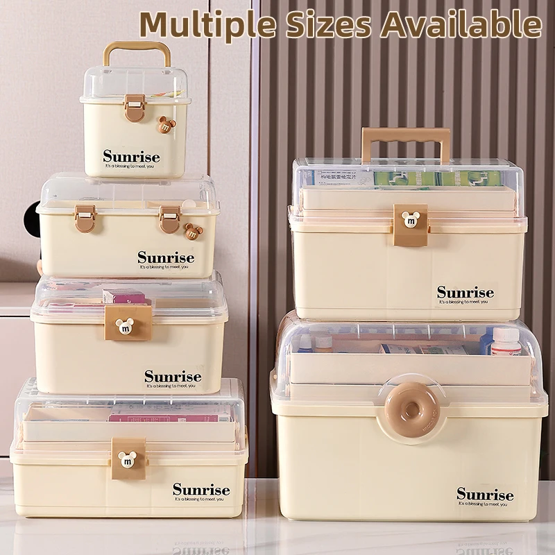 Home storage & organization Plastic First Aid Kit Organizer Makeup Storage Boxes Pill Case Medicine Containers with Lock