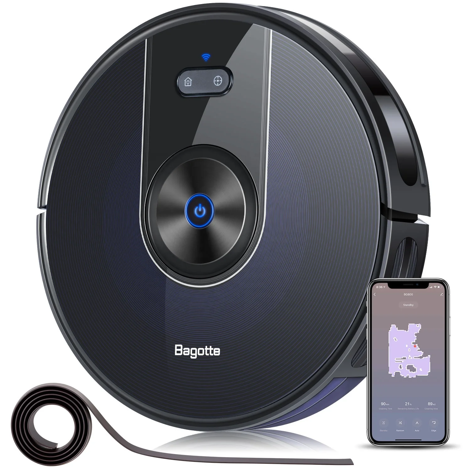 Bagotte BG800 App Control Industiral 3 In 1 New Model Smart Auto Home Robot Vacuum Cleaner For Shopping Mall