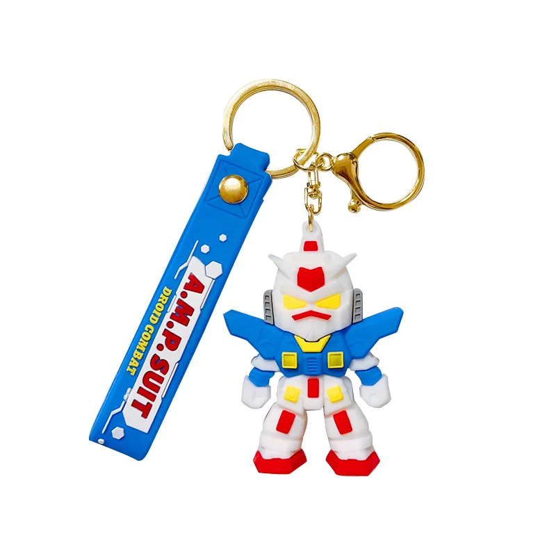 High Quality 3D Pvc Anime Gundams Keychain Gundams Kit Promotional Keychain in Bluk Keyring Bag Pendant for Gift