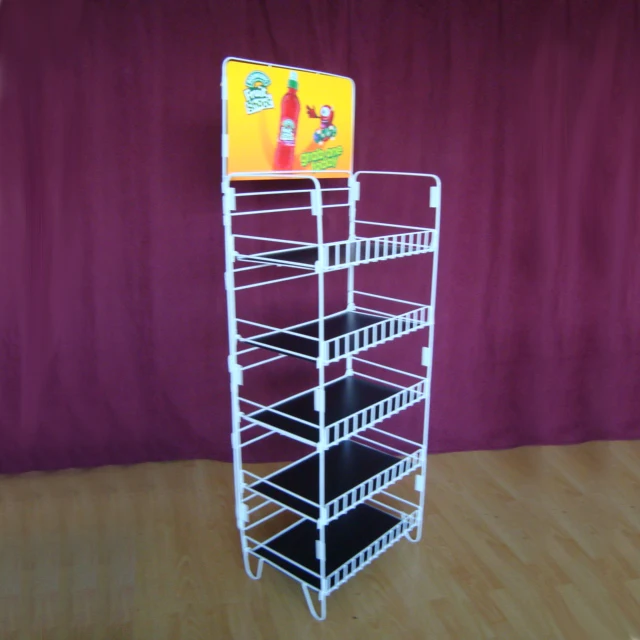Convenience Floor Storage Wire Shelves Display Stand for Beverage  metal POP shelf display rack