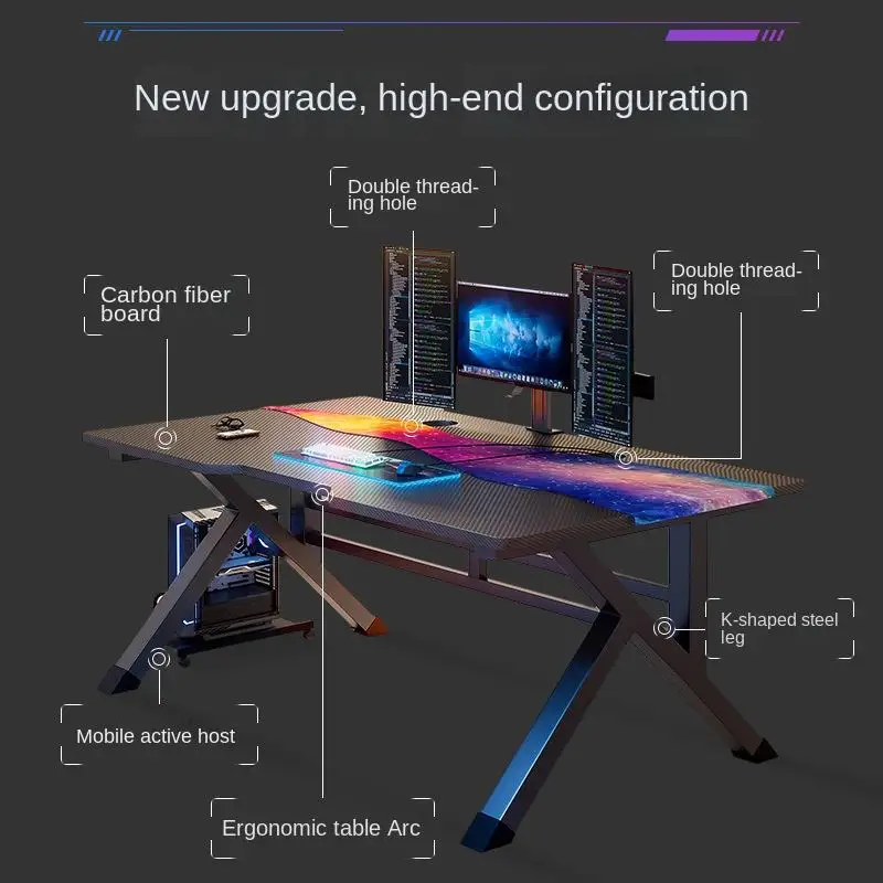Multifunction Computer Pc Gaming Desk Gaming Table E-Sports Racing Table with Cup Holder Headphone Hook