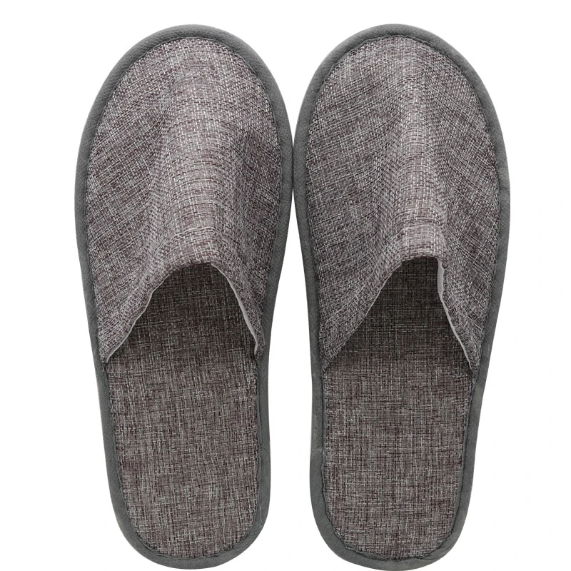 Home travel linen slippers PVC mesh anti slip sole high-end disposable hotel slippers