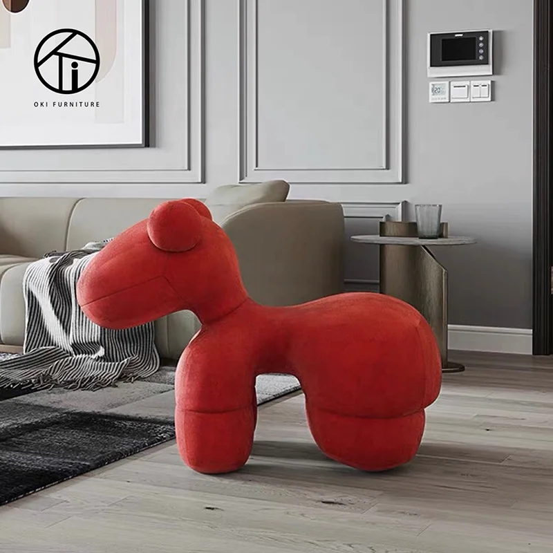 creative Fiberglass Pony Puppy Stool Child Wood Wholesale Animal Chair Shape Leisure Chair Kids Toys dog shape Chair For Child